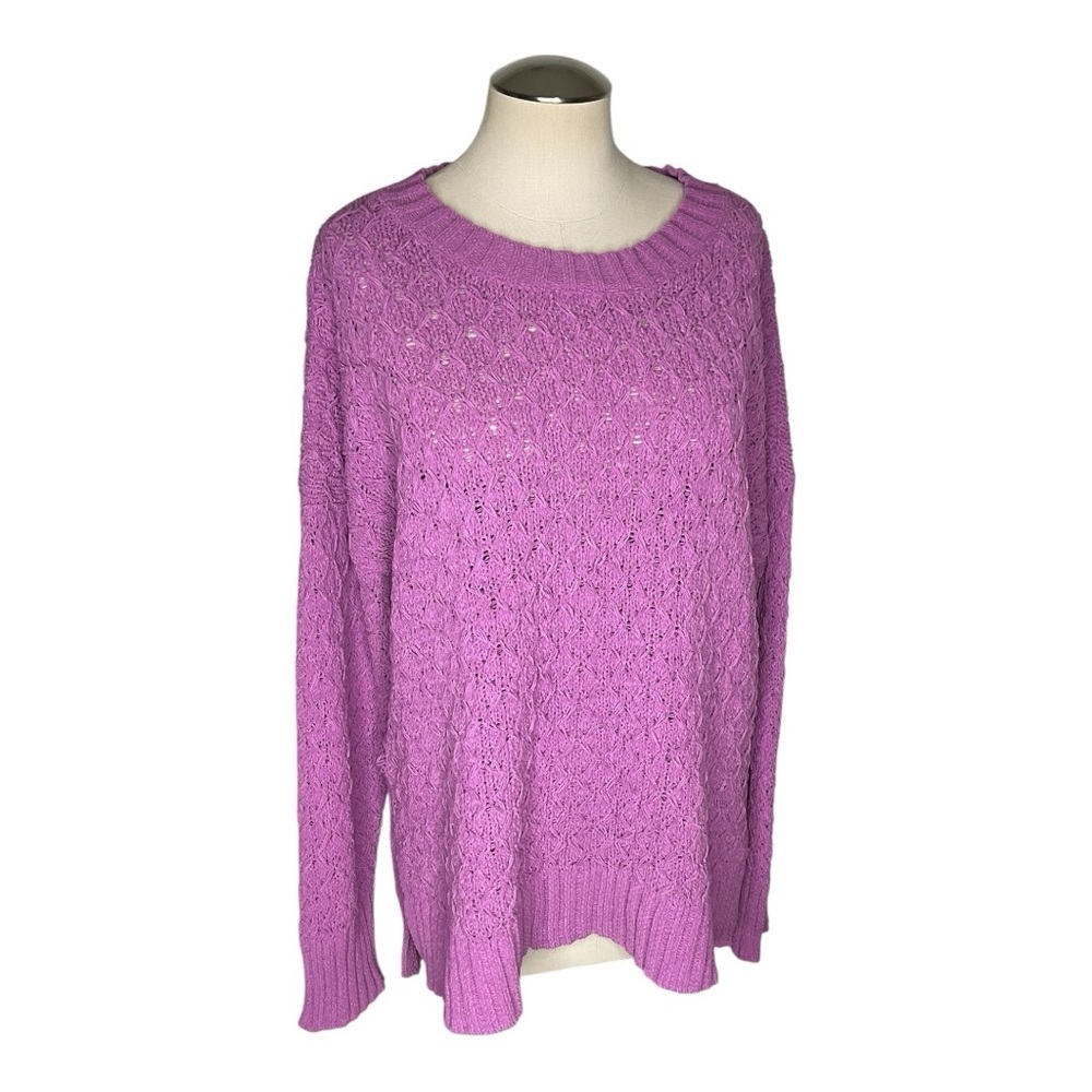 Seven7 NWT Purple Textured Knit Sweater Size Large MSRP $69